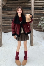 现货2025新款皮毛一体机车服显瘦外套，女装棉衣/棉服，1C150
