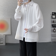 8XL-M泡泡纱盐缩肌理长袖衬衫男夏季冰丝外套防晒衬衣CS29007P40，男装衬衫，电商B312