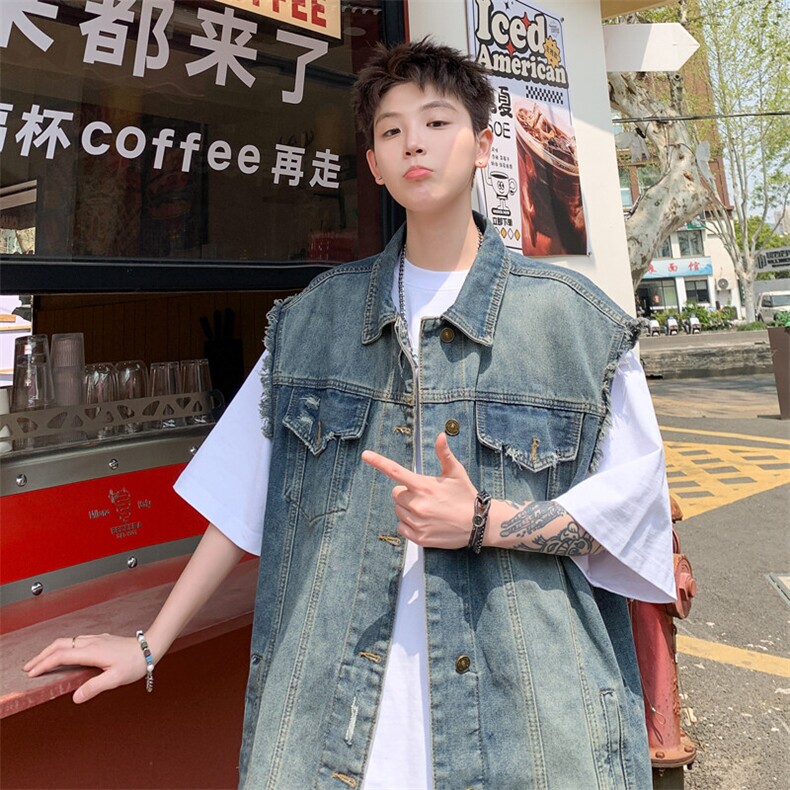 港风中性风小香风潮牛仔马甲背心228-1-1508-P70，男装背心/马甲，星座228-1