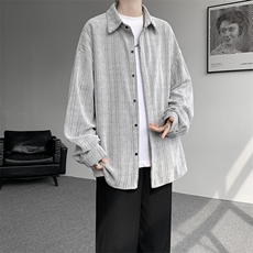 8XL-M人字纹小香风衬衫男生春秋衬衣宽松慵懒垂感外套CS29008P45，男装衬衫，电商B312