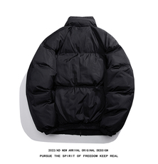 白鸭绒白底冬季潮流印花抽绳设计立领羽绒服YR212P195控258，男装羽绒服，电商A247-1