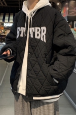XZ213-JY50-P98控128港风美式秋冬立领菱格刺绣男士棒球服棉服，男装棉衣，星座213
