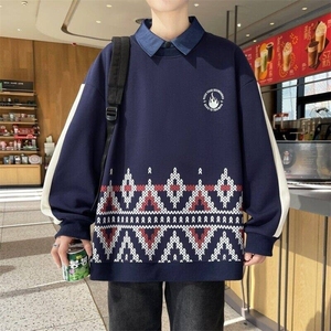 W25210-特P50港风学生青少年外套 2026春秋时尚休闲卫衣男打底衫图片