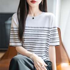 冰丝镂空t恤女夏季新款薄款速干短袖，女装T恤，雅尚羊绒