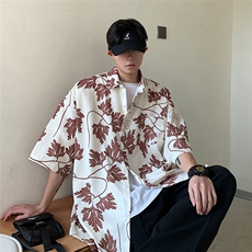 旅游沙滩衬衫夏季冰丝衬衫短袖男装情侣装夏装2024新款衬衣，男装衬衫，电商C306-1