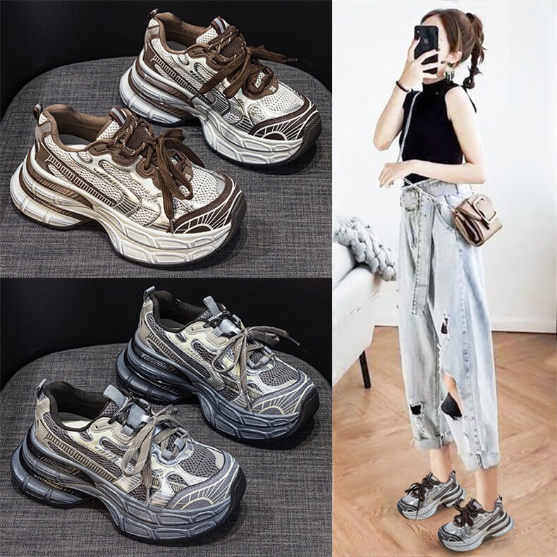 X4524-185吸膜底老爹鞋女2024年秋冬季新款加绒休闲鞋图片