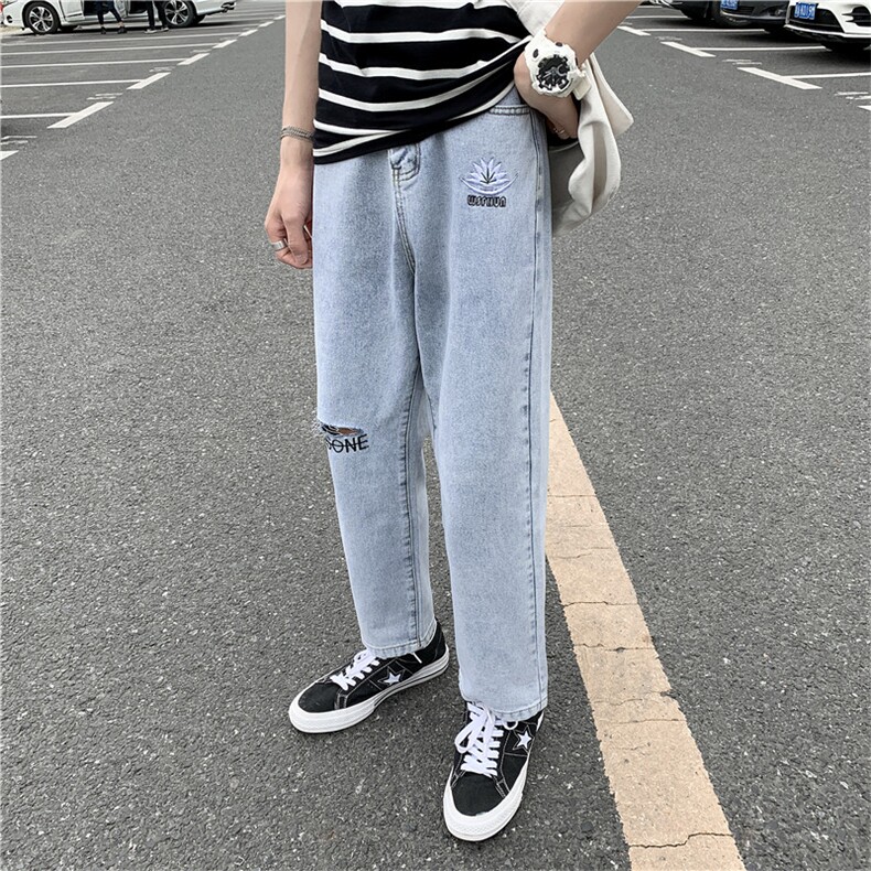 男刺绣新款港风精品牛仔裤破洞休闲女裤子714-2-x909-p50f,男装牛仔裤,星座1404-3
