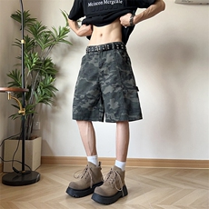 美式迷彩工装短裤男夏季潮牌vibe宽松直筒中裤休闲过膝五六分裤子，男装牛仔裤，星座410-6（原星座1304-1）