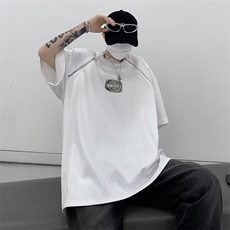 夏季新款港风纯色拉链拼接潮流百搭短袖TT35-P33，男装T恤，星座1109-3