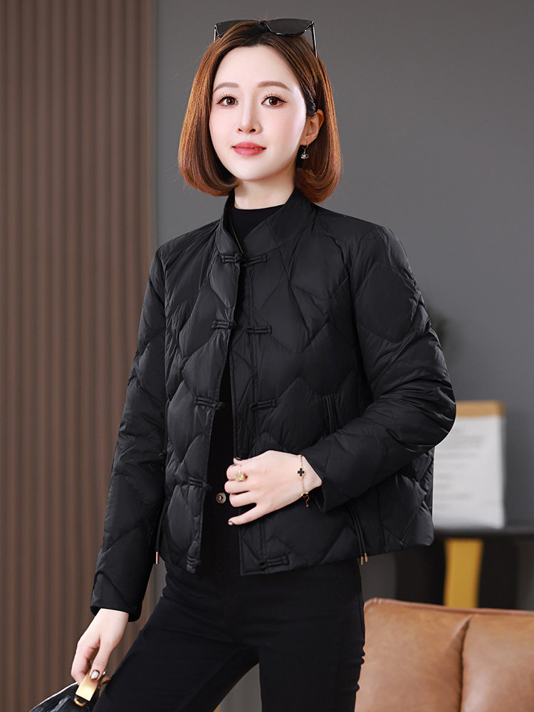2025冬装新中式盘扣短款立领棉衣外套,女装棉衣/棉服,雪樱依海