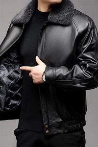 真皮皮衣男装羽绒服鹅绒内胆可脱卸高端男装图片
