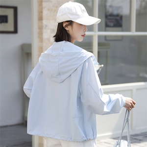 现货薄款透气轻薄连帽开衫多巴胺外穿通勤外套女图片
