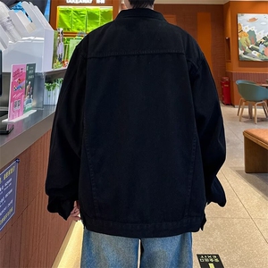 小众金属拼接垫肩短款牛仔外套男春秋美式高级感痞帅夹克2199图片