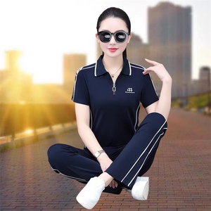 高级感冰丝运动套装女2025夏季新款时尚小个子遮肉短袖跑步两件套图片