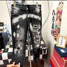 1506-1/KK241/P54牛仔裤男泼墨个性时尚修身小脚裤欧美风jeans潮，男装牛仔裤，星座1506-1