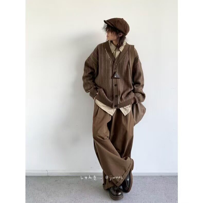 1506-1/ZYM011/P60日系复古暗条纹开衫毛衣男潮牌潮流宽松针织衫,男装针织衫/毛衣,星座1506-1