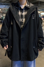 JK41072-P85加棉款-P115纯棉连帽夹克男士大码工装夹克男外套男，男装夹克，电商A040