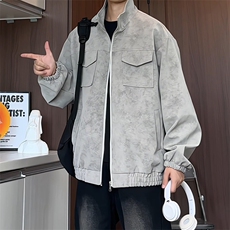 PY5071/P85春装新款宽松皮衣皮夹克男休闲百搭潮流痞帅上衣外套，男装夹克，电商A141