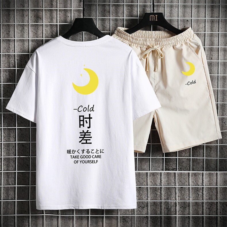TD56047-P35短袖t恤套装男短裤两件套男装搭配一套帅气图片