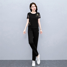 休闲运动套装女2025春秋新款韩版时尚拼接立领宽松跑步卫衣两件套，女装套装/套裙，梦依杭