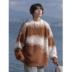 1506-1/MM121/P60男冬季加厚内搭打底宽松慵懒风线衣外套图片