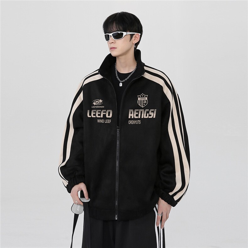 美式潮牌鹿皮绒卫衣男2025粘春秋新款连帽开衫外套jJK306-P68,男装卫衣,电商C307