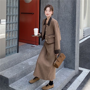 现货-高级感小香风加厚夹棉套装裙女2025秋冬新款气质减龄两件套图片