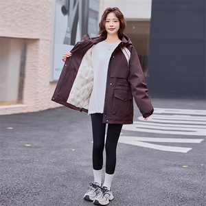 精品白鸭绒派克羽绒服女2024冬季新款休闲连帽工装情侣冲锋衣外套图片