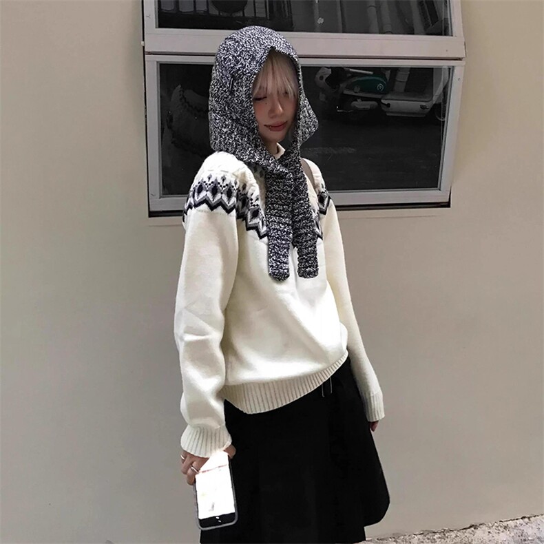 重磅秋冬装北极绒套头毛衣美式复古休闲慵懒风提花工艺针织衫外套,男装针织衫/毛衣,电商A486