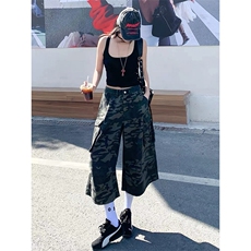 A2144TP48-网图2025夏季新款美式迷彩工装七分裤男多口袋中裤子，男装牛仔裤，电商B241