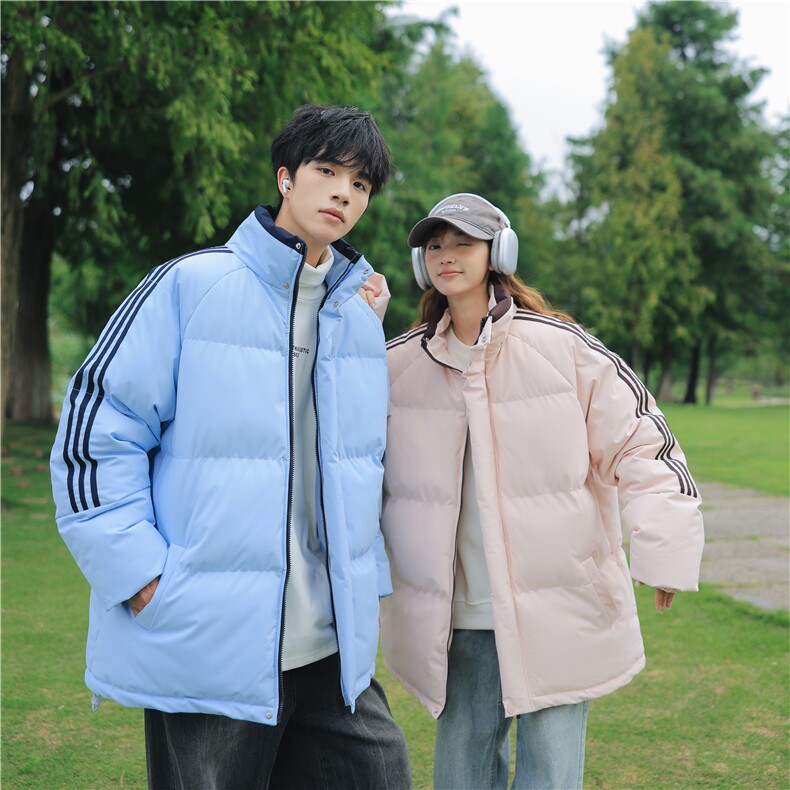 织带条纹三条棉服冬季男女情侣棉衣面包连帽服YY9880,男装棉衣,星座1206（原A206）