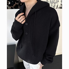 韩系慵懒氛围感半开衫毛衣男冬宽松休闲套头针织衫上衣MZ728-P51，男装针织衫/毛衣，星座412-2