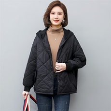 棉衣棉服女2022新款冬季短款连帽秋冬妈妈拼接薄款夹棉外套，女装棉衣/棉服，忆绮罗
