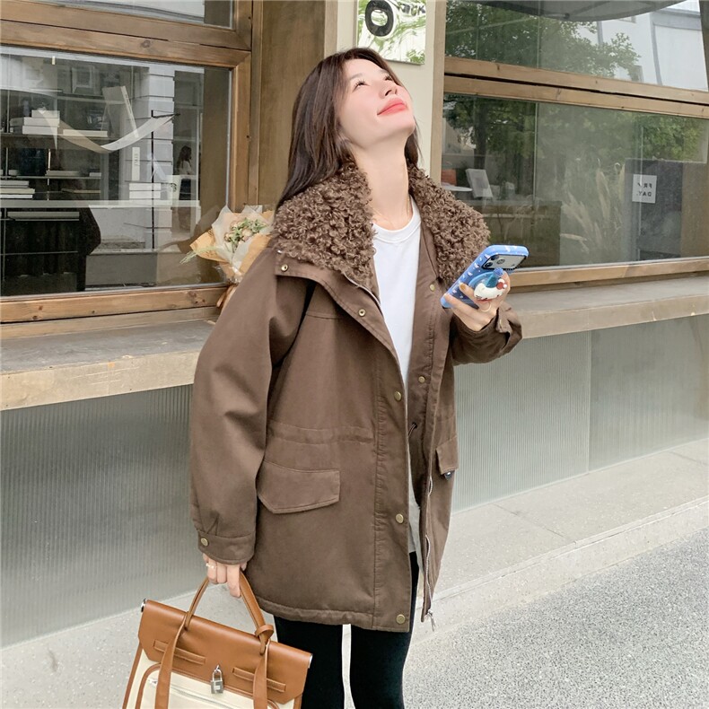 韩系毛领派克服女2025冬季新款设计感时尚中长款保暖外套高级感,女装派克服,2C236