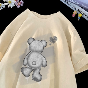 240g重磅精梳短袖港风简约插画印花百搭休闲T恤MT017-P30控48图片