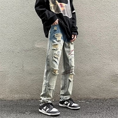 牛仔裤男秋季潮大码休闲裤子高街NK529P45，男装牛仔裤，星座1116-2