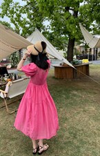 后设计系绳连衣裙，女装连衣裙，唯品