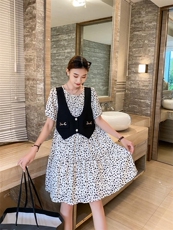 夏季新款碎花假两件连衣裙，女装连衣裙，藻姿 ZAOZI