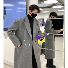 2025港风中长款英伦金属装饰毛呢风衣男聚酯纤维FY77072P138，男装风衣，星座227-7