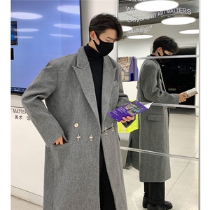 2025港风中长款英伦金属装饰毛呢风衣男聚酯纤维FY77072P138图片