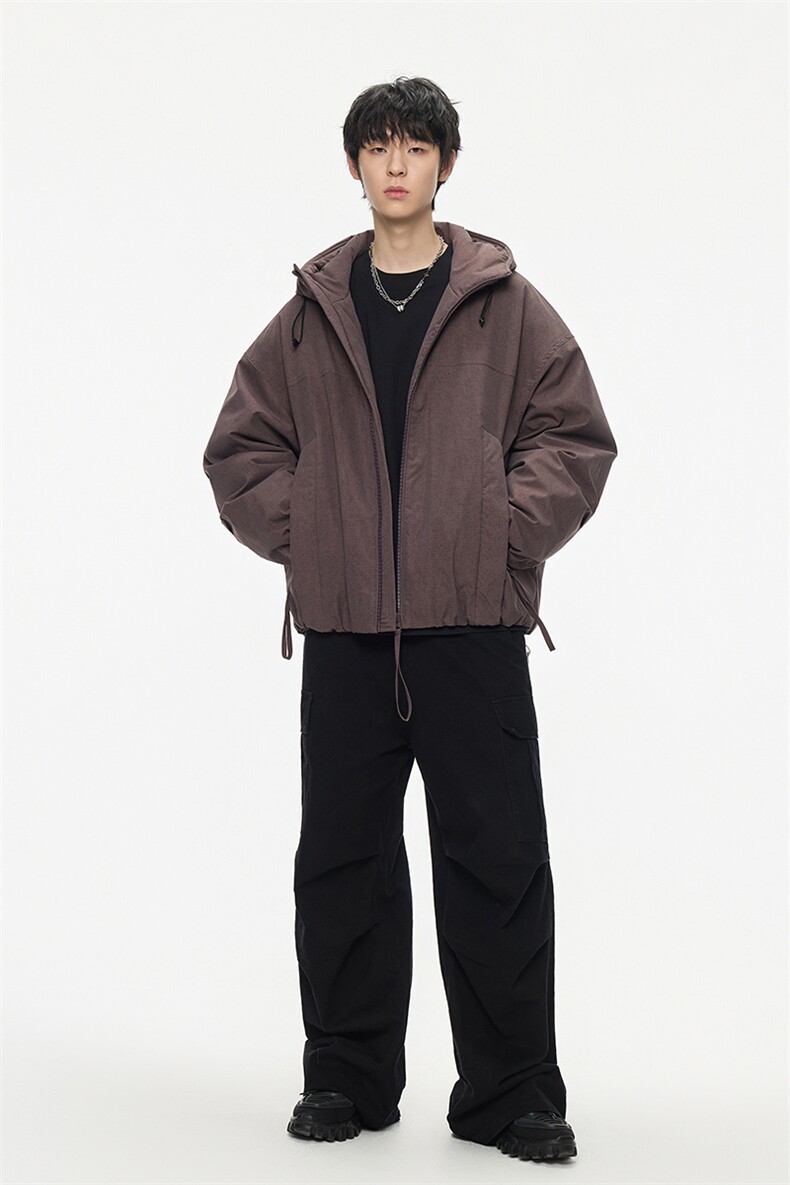 2025冬季简约格子连帽羽绒服男女宽松休闲保暖羽绒服外套,男装羽绒服,电商A234