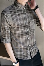 现货2021夏季短袖衬衫男修身七分袖衬衣韩版CS27P45，男装T恤，电商B413