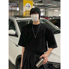 垫肩短袖T恤纯色纯棉t恤衫（现货支持二开T2430-P23网图，男装T恤，星座1213
