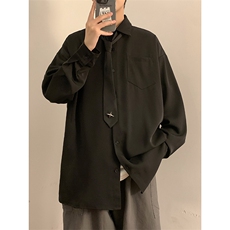 白墙纯色长袖衬衫（送领带，四芒星）X1213-DY157-P50控68，男装衬衫，星座1213