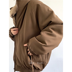慵懒日系美式复古加绒加厚立领工装棉服男女冬季潮牌情侣保暖棉衣，男装棉衣，星座1013-1