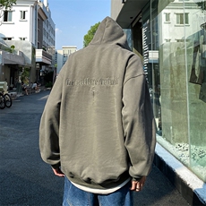 QC5189-TP45控价58秋季港风连帽套头上衣简约字母刺绣百搭卫衣男，男装卫衣，电商A102-1