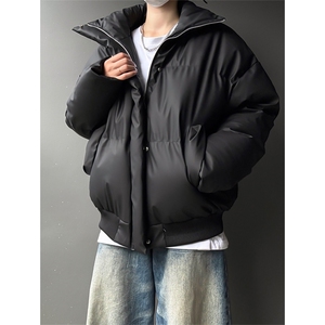 现货5W件冬季三防重磅boxy短款羽绒立领PU皮棉衣外套男女加厚棉服图片