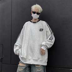 抖音得物供货提供视频秋冬重磅美式宽松织带圆领卫衣0317，男装卫衣，电商A486