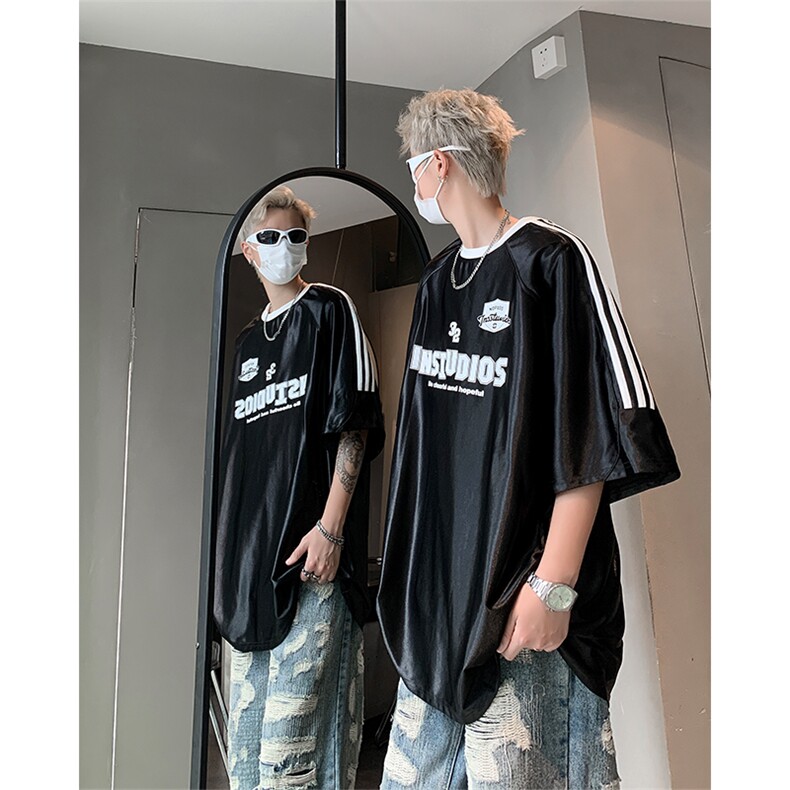 男装短袖T恤2025夏季条纹字母印花五分袖体恤XZ514-2-202468-P58,男装T恤,星座514-2(原B239)