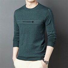 长袖t恤男2023春秋季新款宽松薄款中年男士卫衣圆领打底衫，男装针织衫/毛衣，电商B212（原钱塘6029）